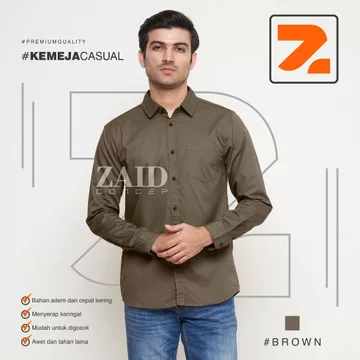 Brand ZAIDconcep Kemeja Pria Lengan Panjang Pria Kemeja Hems Casual Polos Kemeja Cotton Premium