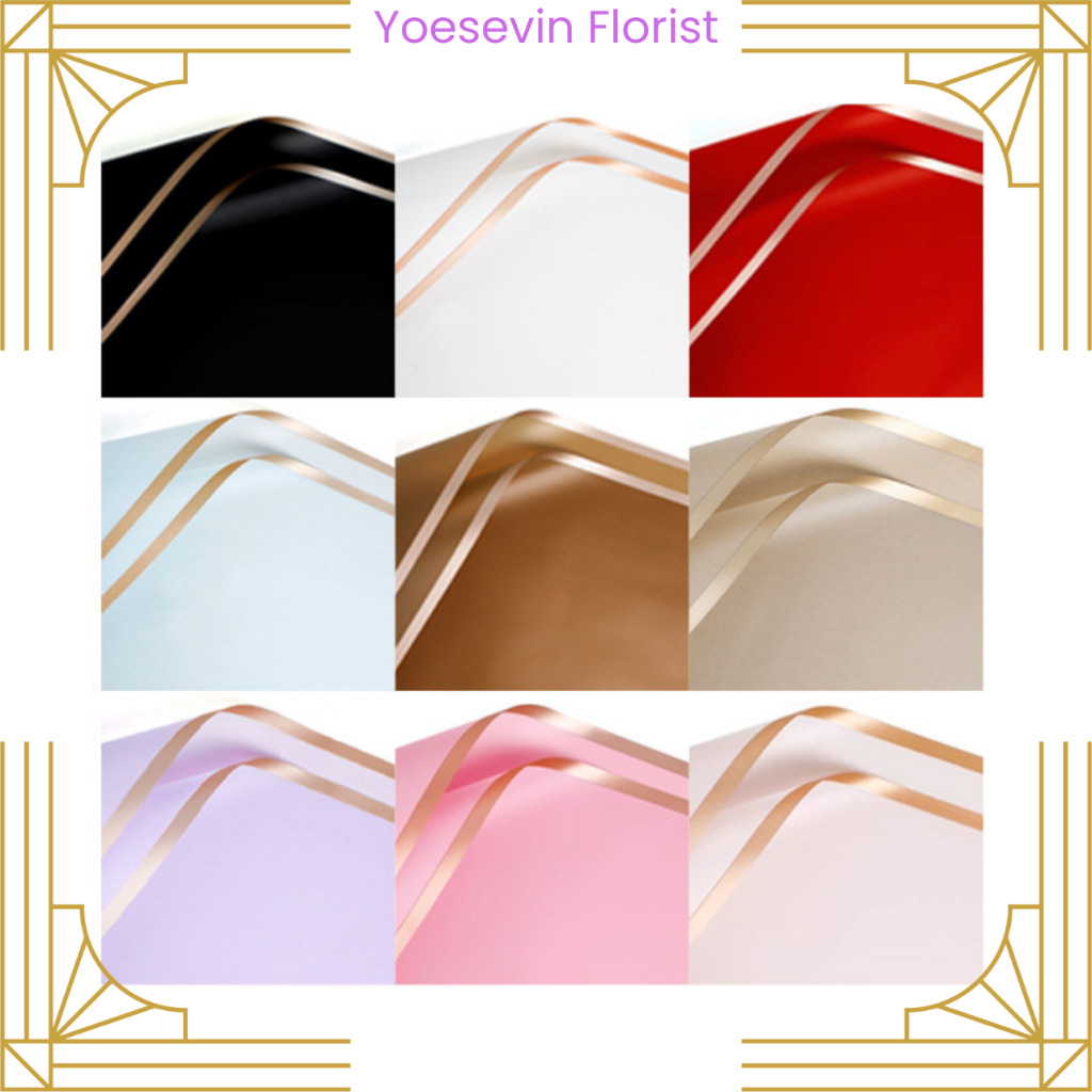 Jual KB10 Kertas Buket Bunga List Gold Line Emas Flower Wrapping ...