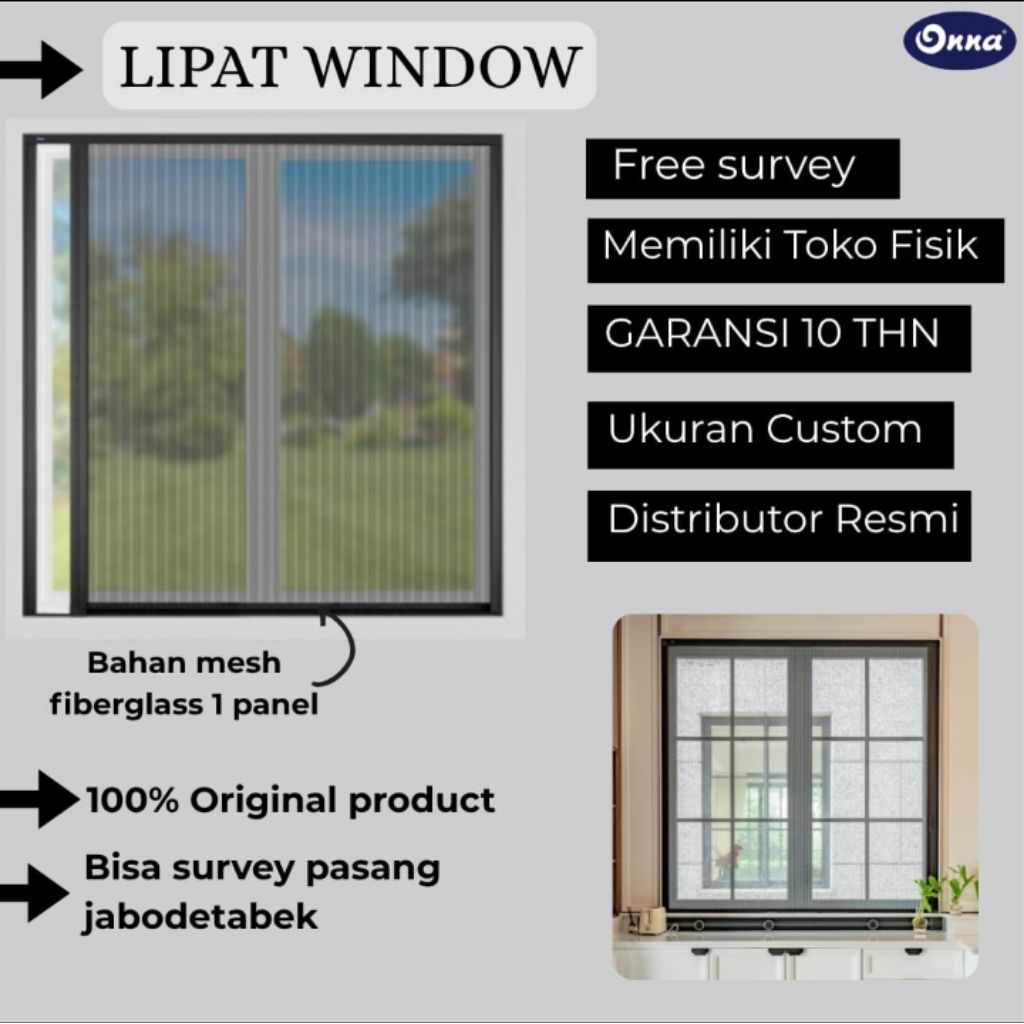 Jual Onna / Lipat Window / Partisi Lipat / Kawat nyamuk Jendela Geser ...