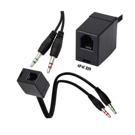 Jual RJ9 4P4C Female to Dual 3.5mm Male Plug Headphone Microphone ...