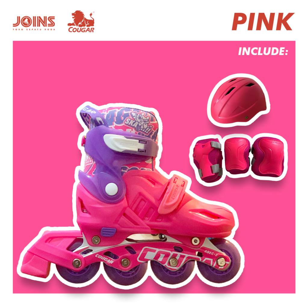 Jual Sepatu Roda Anak Inline Skate Cougar MZS887 PS-QS PINK | Shopee ...