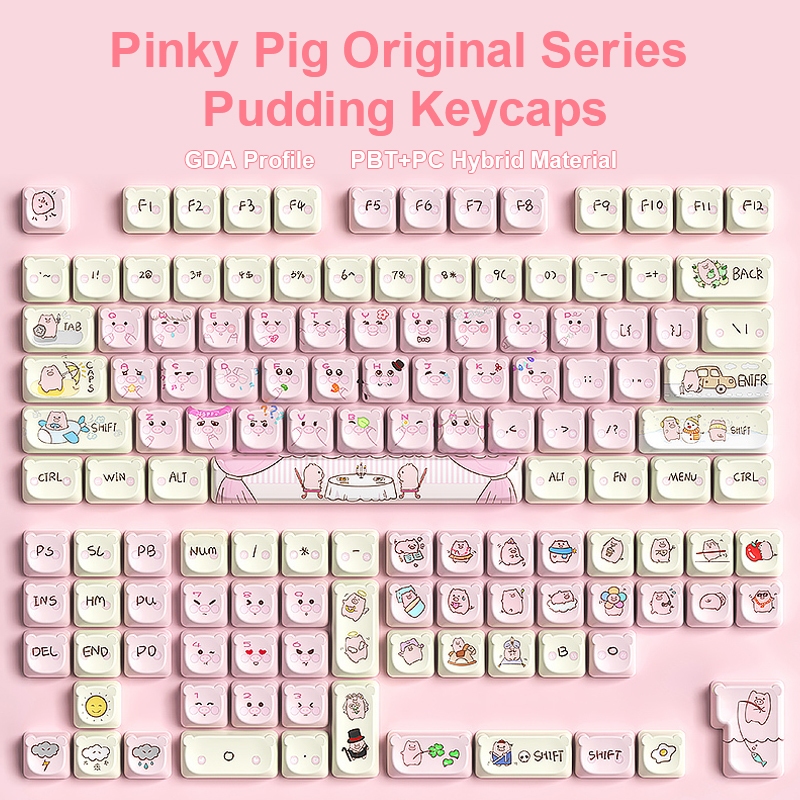 Jual [ KEYCAPS ONLY ] AULA Keycaps KC130 Motif Pinky Pig Pudding GDA ...
