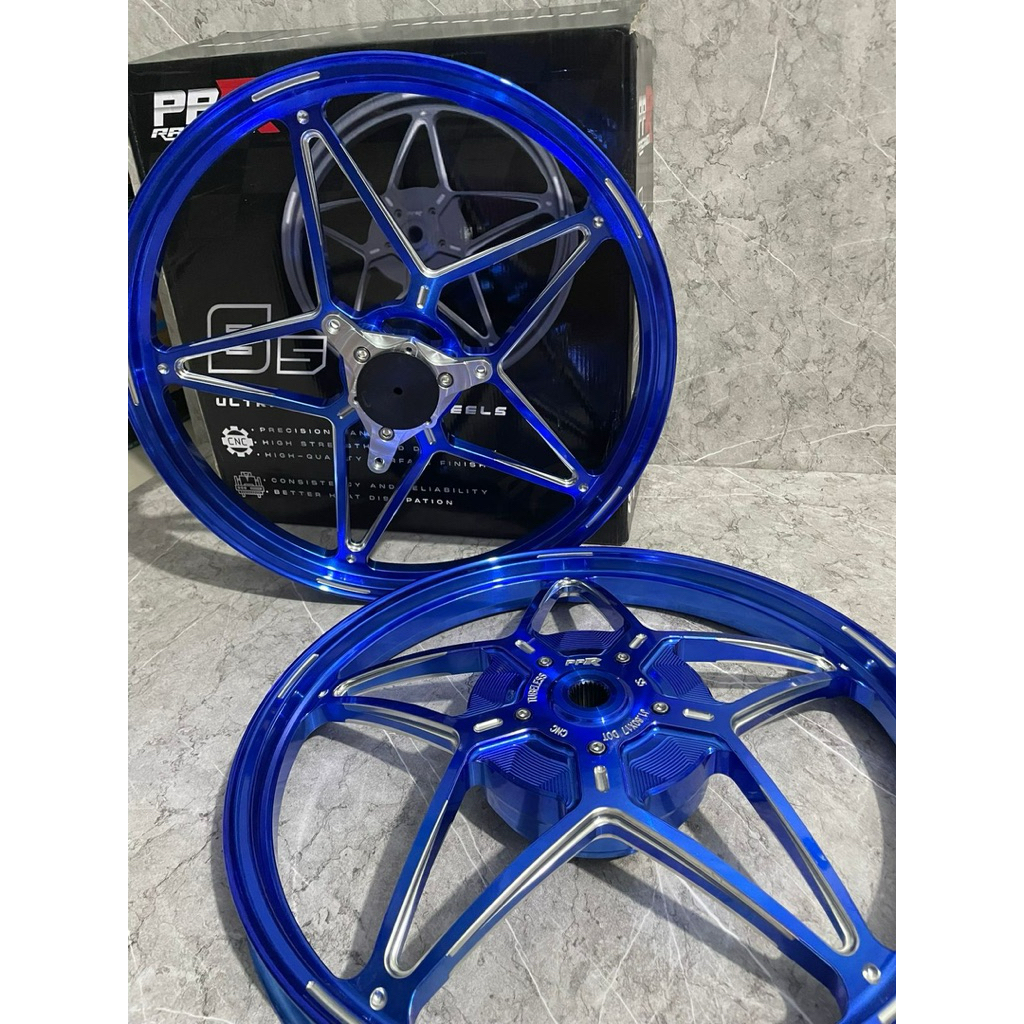Jual PPR RACING VELG NVX CNC S5 AEROX 160/160-17 BLACK HITAM BLUE BIRU ...