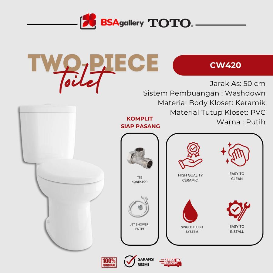 Jual KLOSET DUDUK TOTO CW420J KOMPLIT SET /LENGKAP JET SHOWER + TEE CW ...