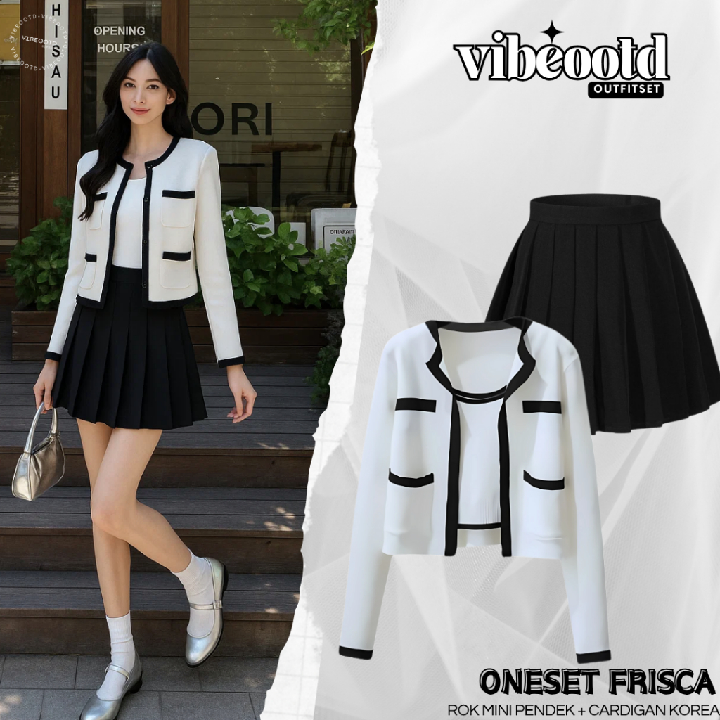 Jual Frisca Outfit Set Wanita ( Rok Mini Pendek + Cardigan Inner 2 in 1 ...