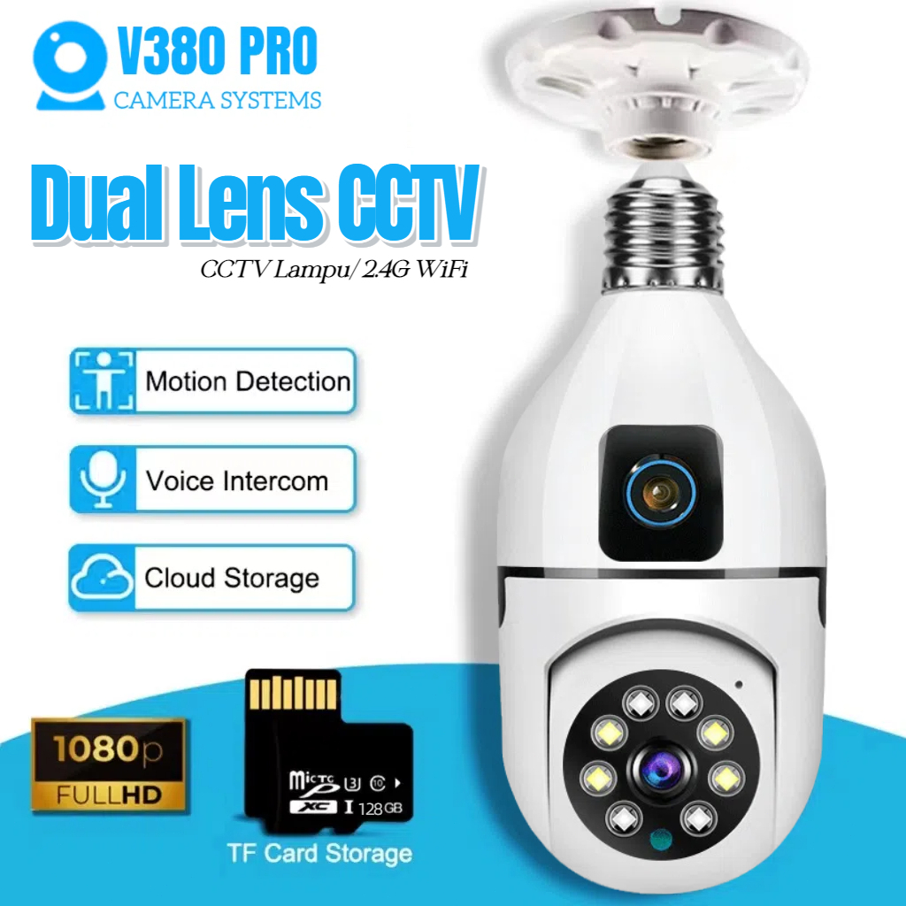 Jual V380 Pro CCTV Lampu Kamera Full HD 4k Dual Lens Cctv Wifi PTZ View ...