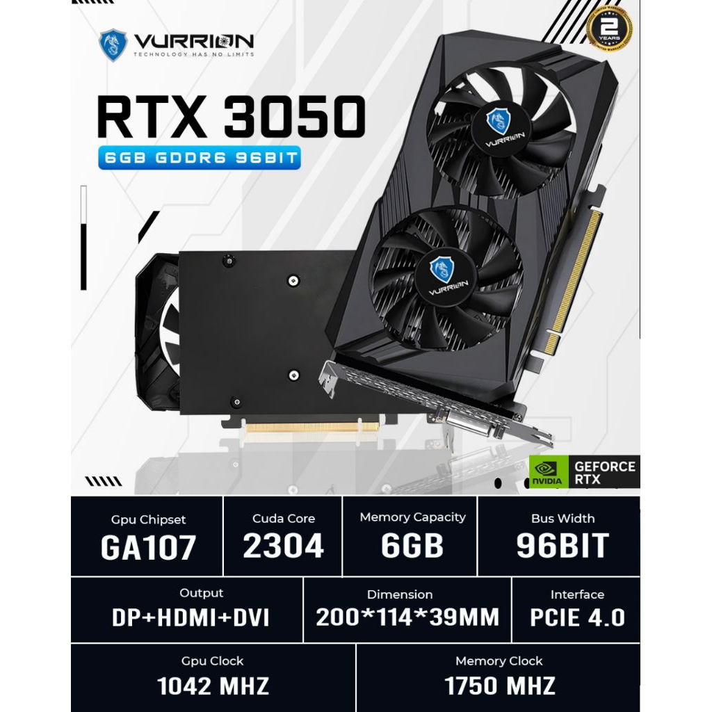 Jual VGA NVIDIA GEFORCE RTX 3050 6GB DDR6 VURRION DUAL FAN | Shopee ...