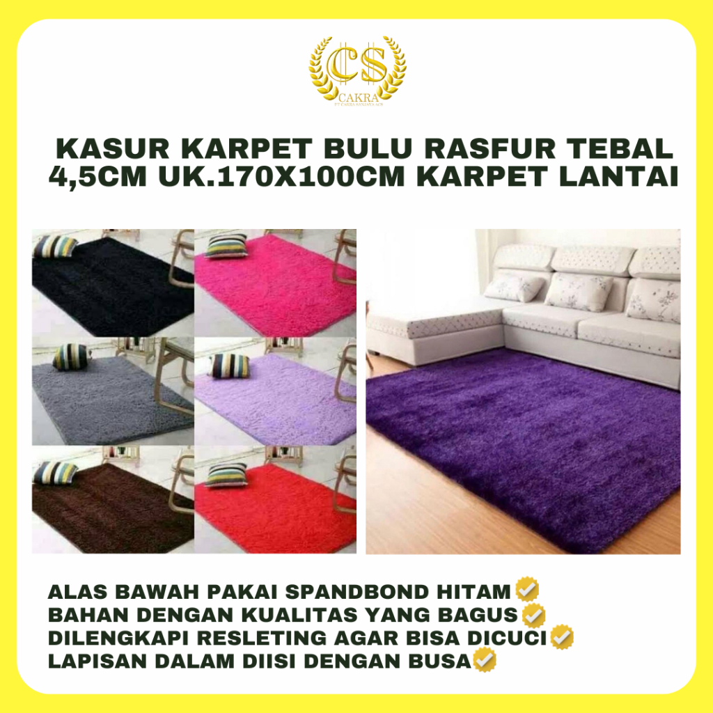 Jual KARPET BULU RASFUR Tebal 4,5cm UK.170x100cm KARPET LANTAI KASUR ...