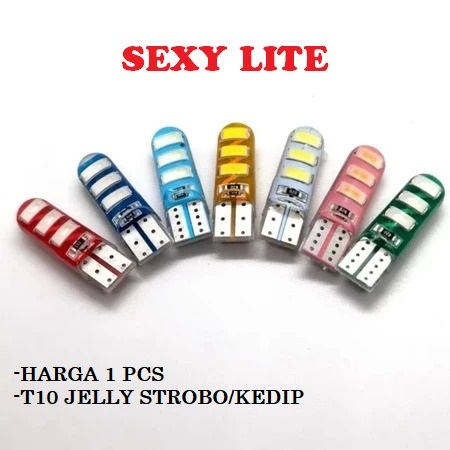 Jual LED T10 JELLY KEDIP STROBO Led Jely Merah Kuning Hijau Biru Putih ...