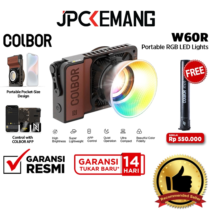 Jual Colbor W60R Portable RGB LED Video Light Studio Lighting 60W ...