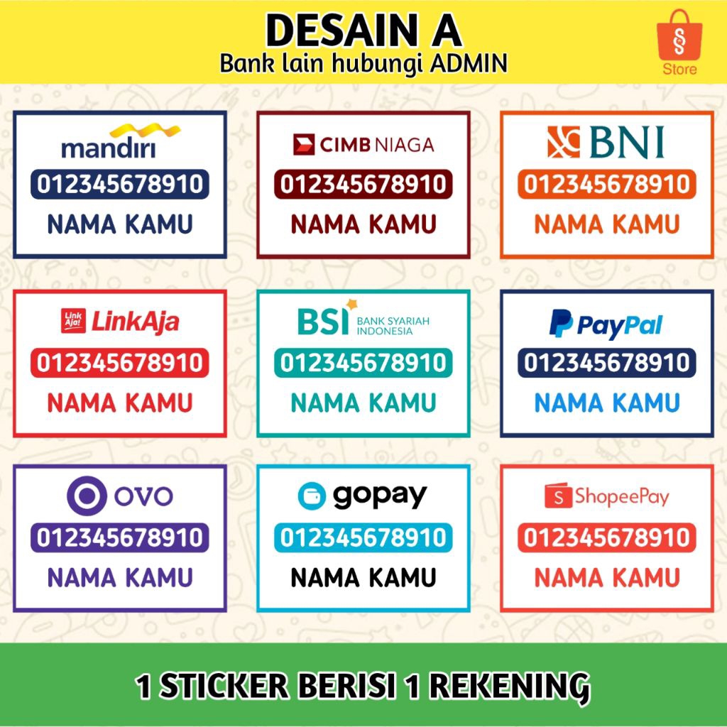 Jual Sticker Whatsapp Rekening Bank Desain-A | Shopee Indonesia