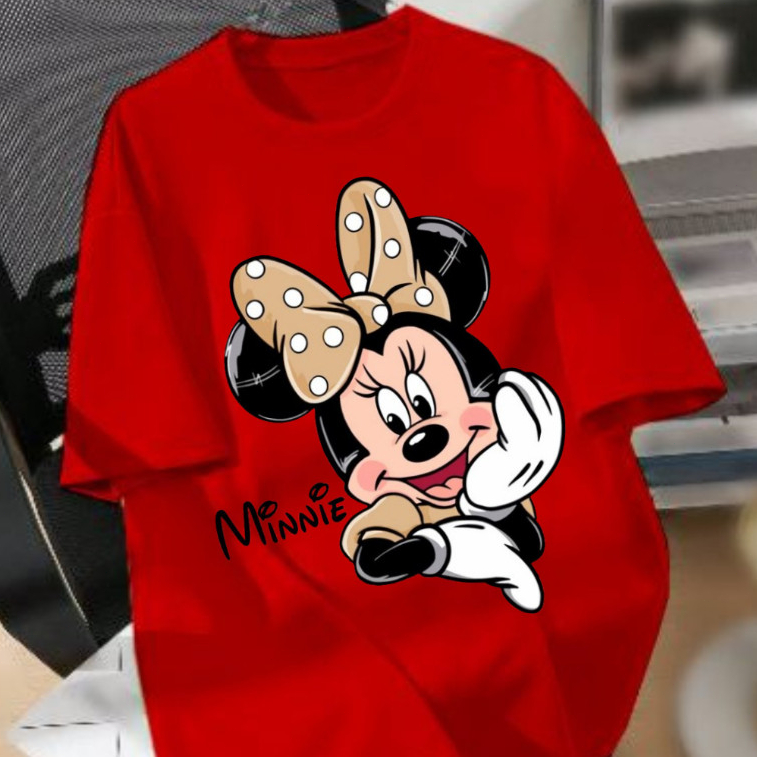 Disney Bordir Mickey Kaos Lengan Pendek Wanita