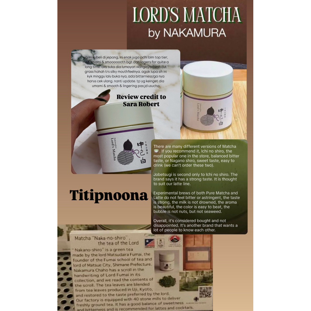Jual LORD MATCHA by Nakamura matcha powder (PREOrder) | Shopee Indonesia