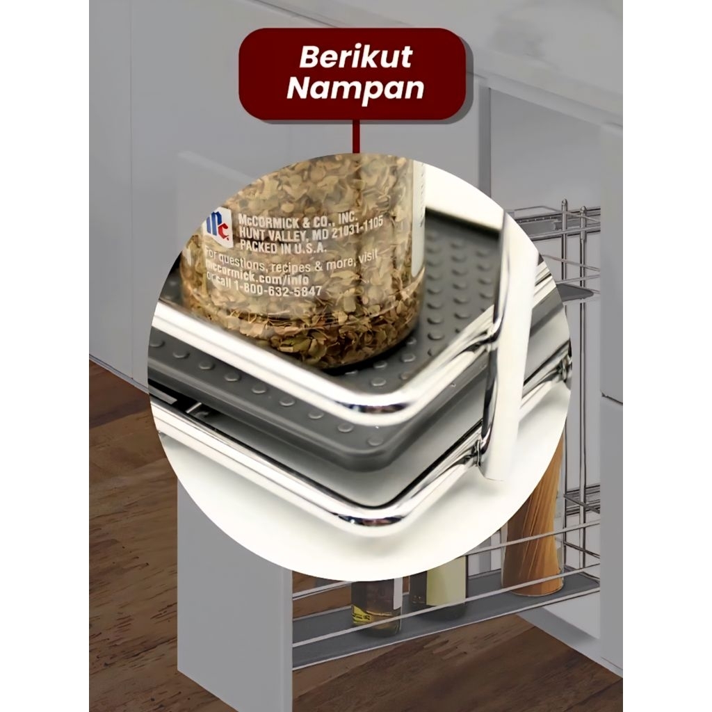 Jual Rak Botol Tarik Rel Samping 2 Susun Bumbu Gelas Dapur Kitchen ...