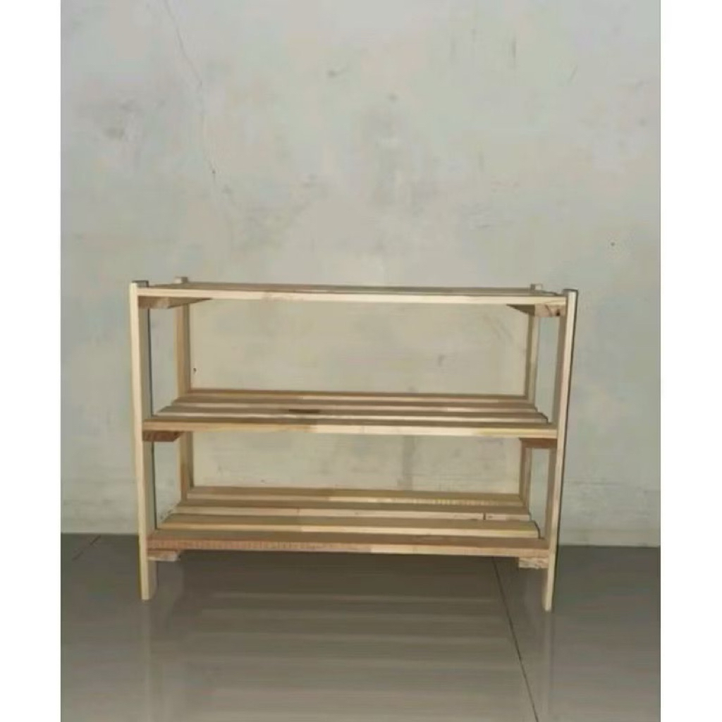 Jual Rak Sepatu 3 Tingkat Rak Kayu Asli Rak Serbaguna ukuran 50x40x20 ...