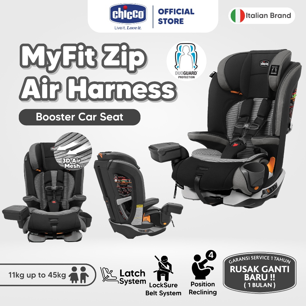 CHICCO MyFit Zip Air Harness Booster Car Seat Tempat Duduk Anak di Mobil  Toddler Car Seat