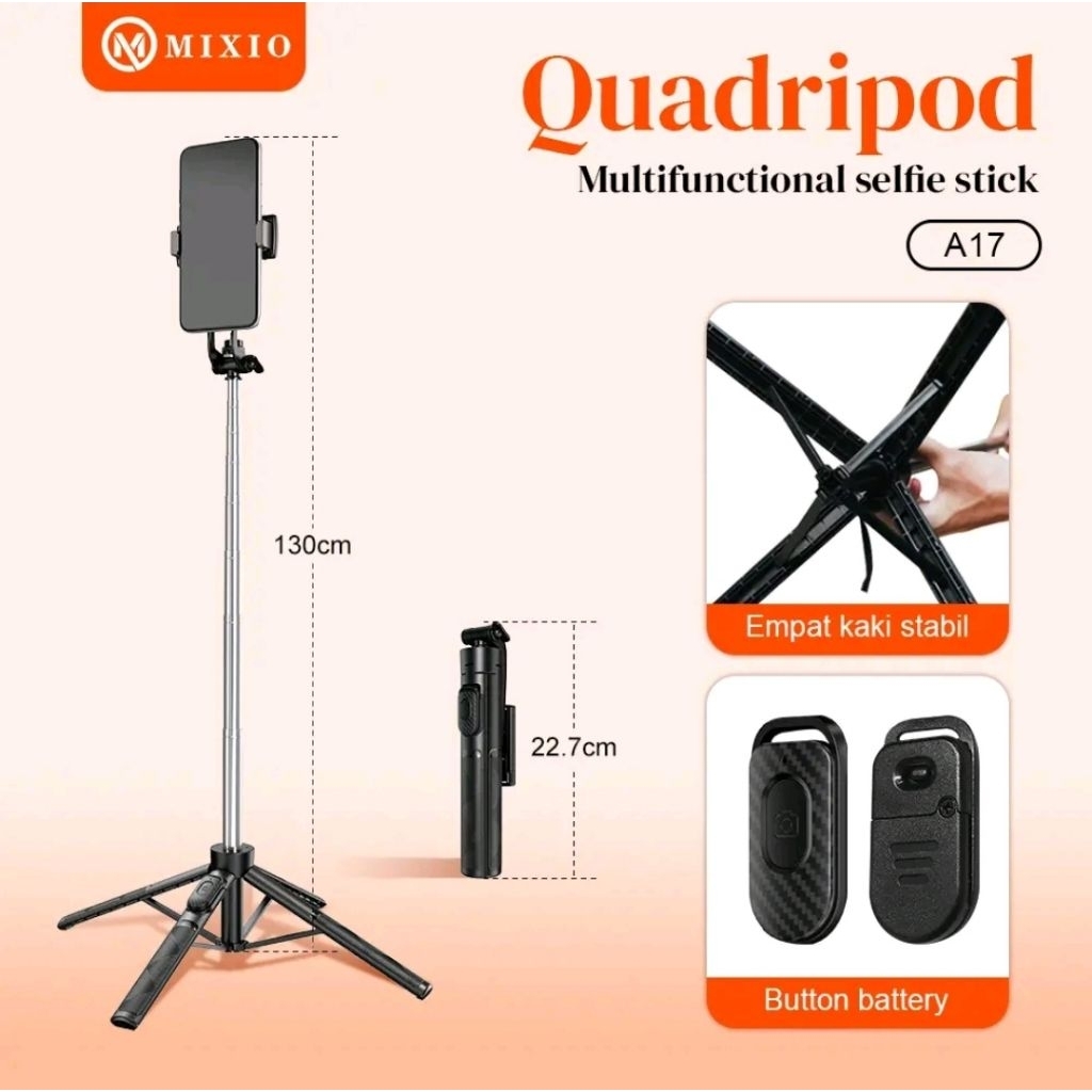 Jual MIXIO A17 quadripod tripod tongsis selfie stick mixio A 17 quadpod ...