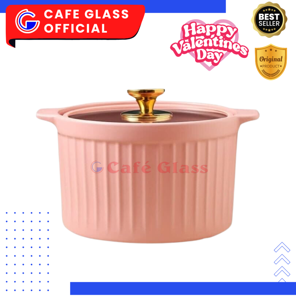 Panci Masak Sup Anti Panas - Casserole Soup Keramik - Sauce Pot Aesthetic 5.5L
