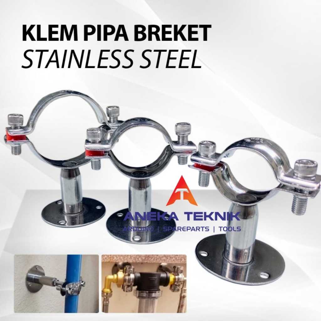 Jual Klem Pipa Breket Dudukan Stainless Steel / Adjustable Pipe Bracket ...