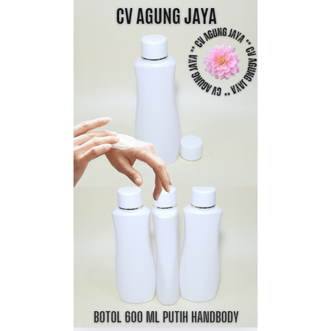 Jual Botol 600 ml Handbody Putih Hdpe / Botol HDPE Kosmetik / Botol ...