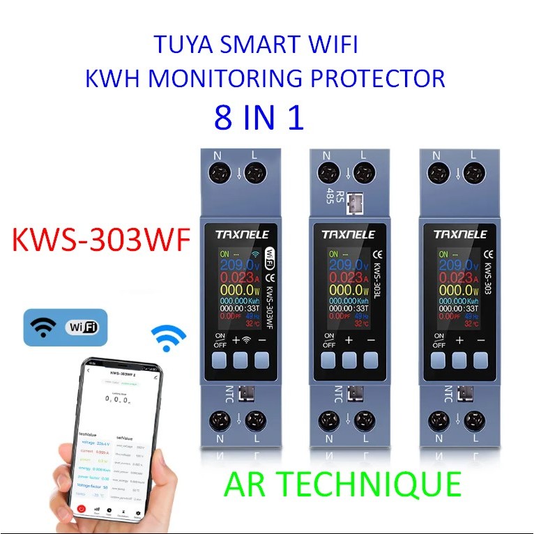 Jual TAXNELE KWS-303WF Tuya Smart WiFi KWh Monitoring Protector 8 IN 1 ...