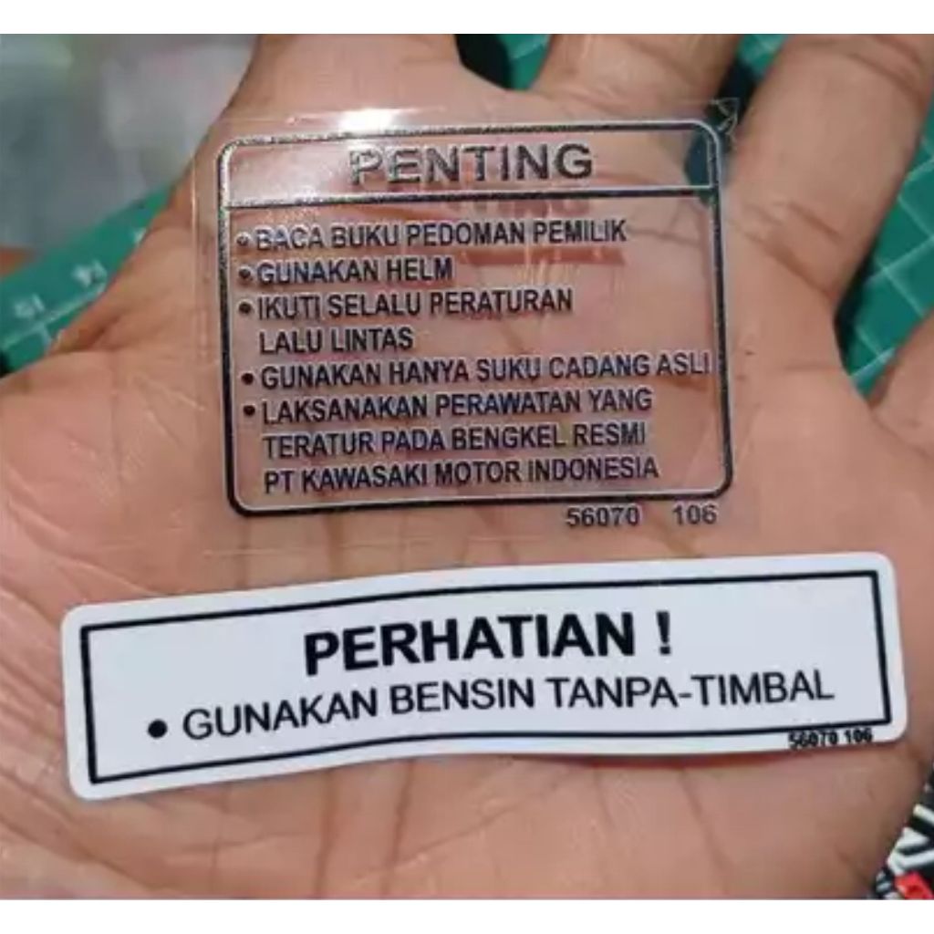 Jual Sticker PERHATIAN & PENTING Transparan untuk tangki Ninja | Shopee ...