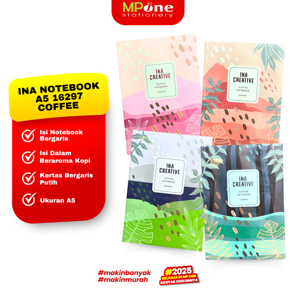 Jual (1 PCS) Ina Creative Notebook A5 16297 Coffe Motif Warna Warni ...
