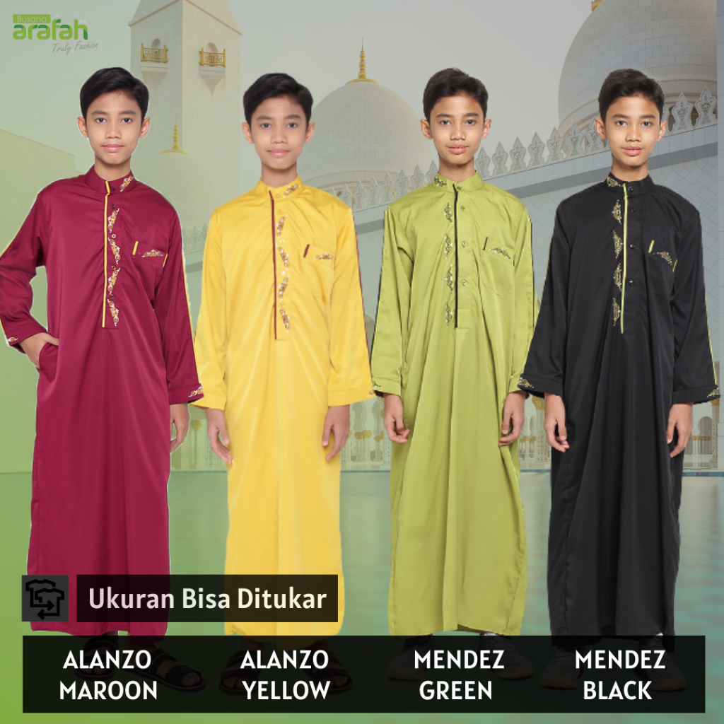 Jual Arafah Gamis Pria Jubah Dewasa dan Anak GP Mendez Green/Black dan ...
