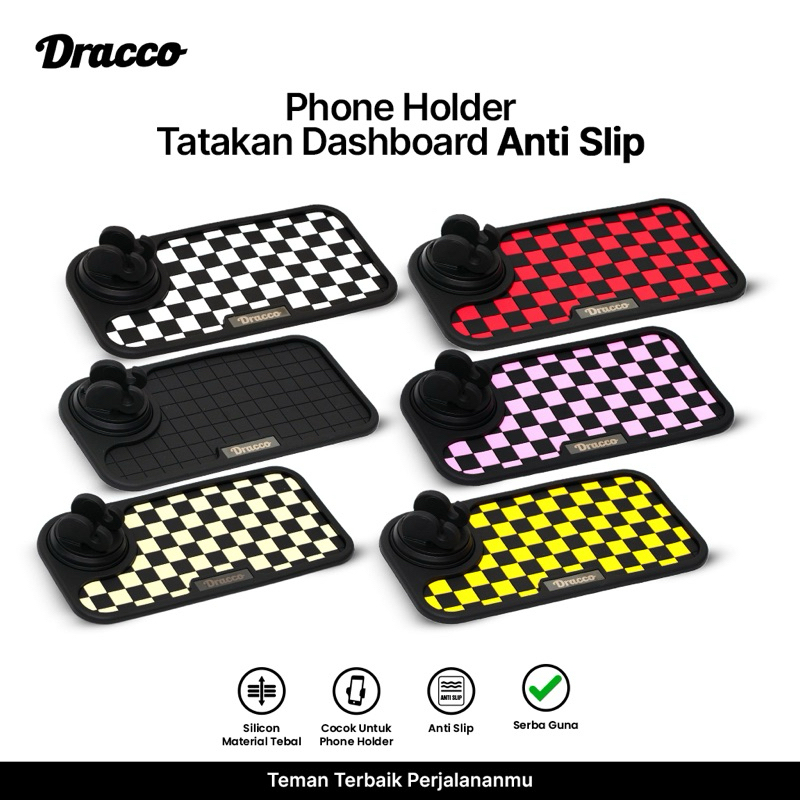 Alas Dashboard Mobil Anti Slip DRACCO – Karpet Dashboard Holder HP Anti Geser, Universal & Stylish