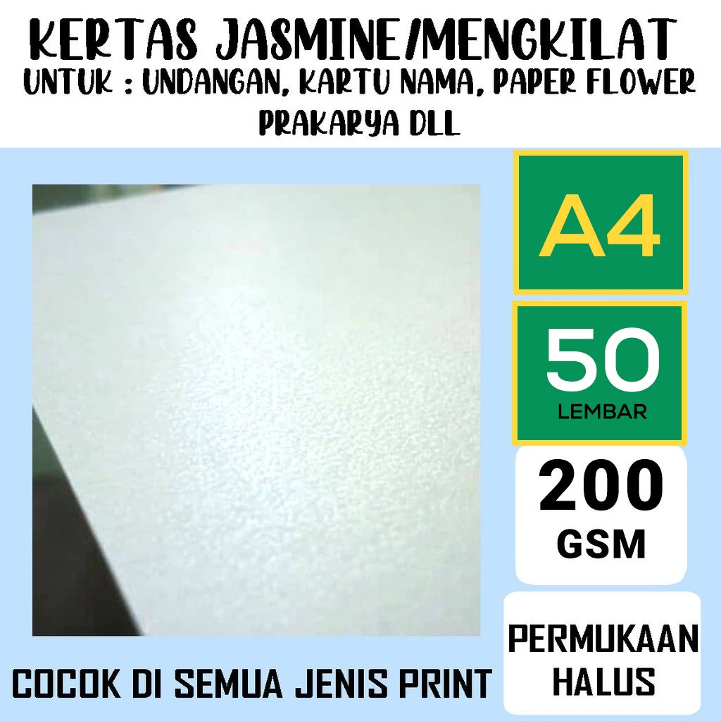 Jual Kertas Jasmine Plasma White/Undangan Ukuran A4 Isi 10/20/50 Lembar ...