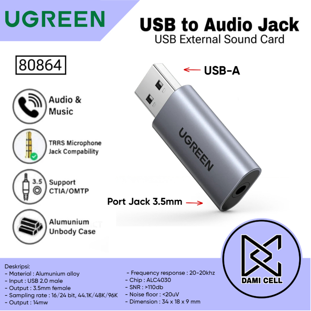 Jual Converter Sound Card External 2in1 USB To Jack 3.5mm AUX TRRS ...