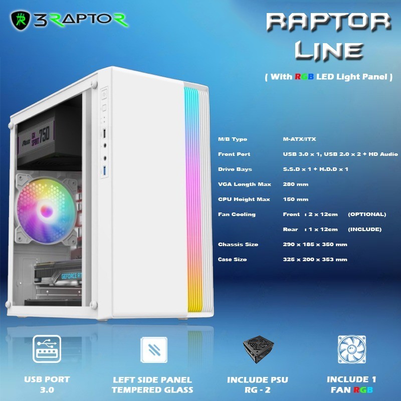 Jual Casing PC Komputer 3PowerUp Raptor Line | Mid Tower | Micro M-ATX ...