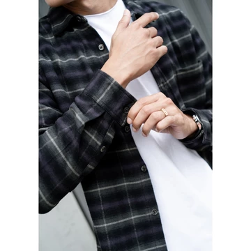 OXCON Kemeja Flannel Cotton Tangan Panjang Veterano Shadow Deep Purple