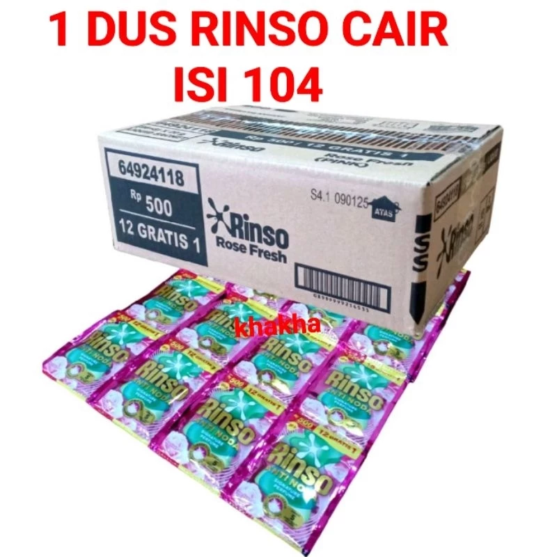 1 DUS RINSO CAIR ISI 104 SC ANTI NODA KEMASAN 500 20G