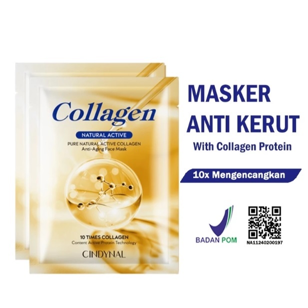 Product image BPOM Cindynal Face Mask Collagen Sheet Mask Peptides Collagen Anti aging Sadoer 1