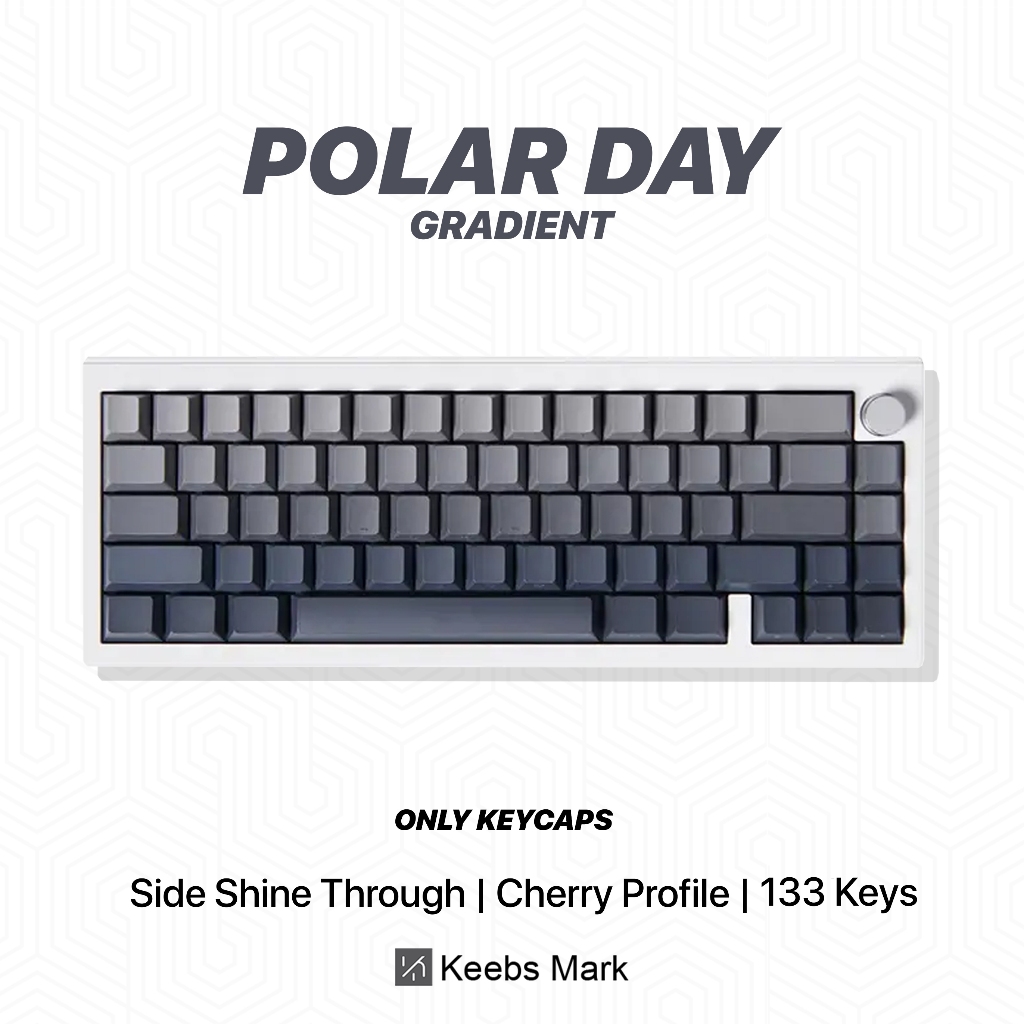 Jual Polar Day Gradient Black Grey Shine Through Side Print Keycaps PBT ...