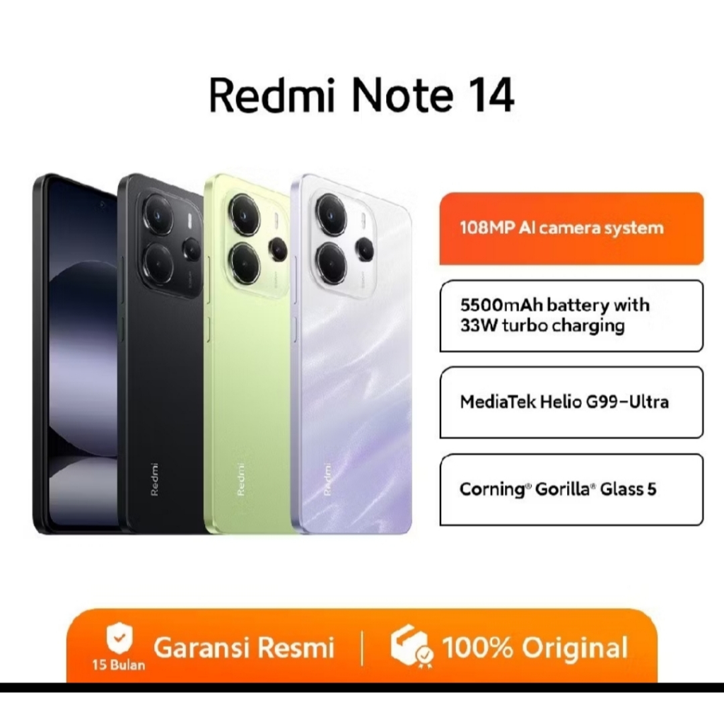 Jual Xiaomi Redmi Note 14 NFC(8GB/128GB-8GB/256GB)Garansi Resmi 15 ...