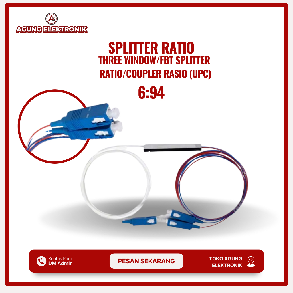 Jual Splitter ratio 6:94 Three window/FBT spliter ratio/coupler rasio ...