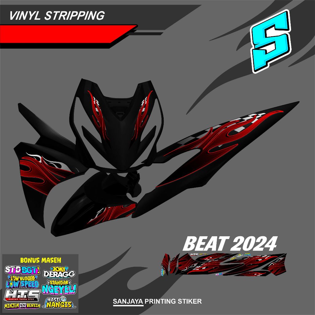 Jual STRIPPING SIMPEL HONDA BEAT DELUXE GEN 2 2024 API MERAH RACING ...