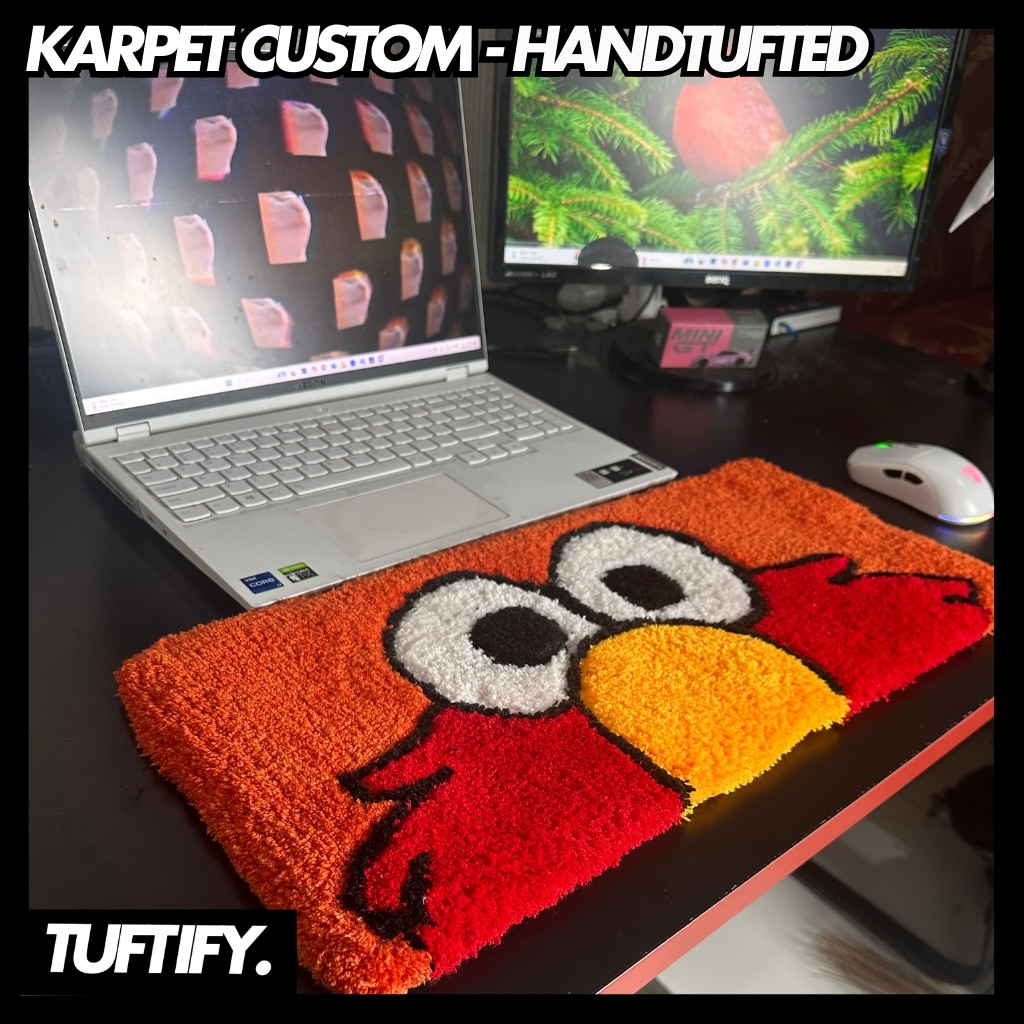 Jual Deskmat Karpet Komputer custom Elmo aesthetic / Tufting rug custom ...