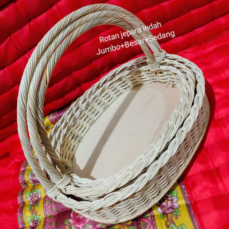Jual Keranjang Rotan Oval Tangkai jumbo+besar+sedang | Shopee Indonesia