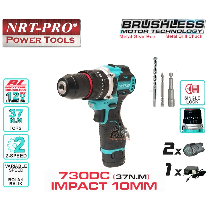 Jual NRT-PRO DC 730 Mesin Bor Cordless Drill Baterai Batre 12V Beton ...