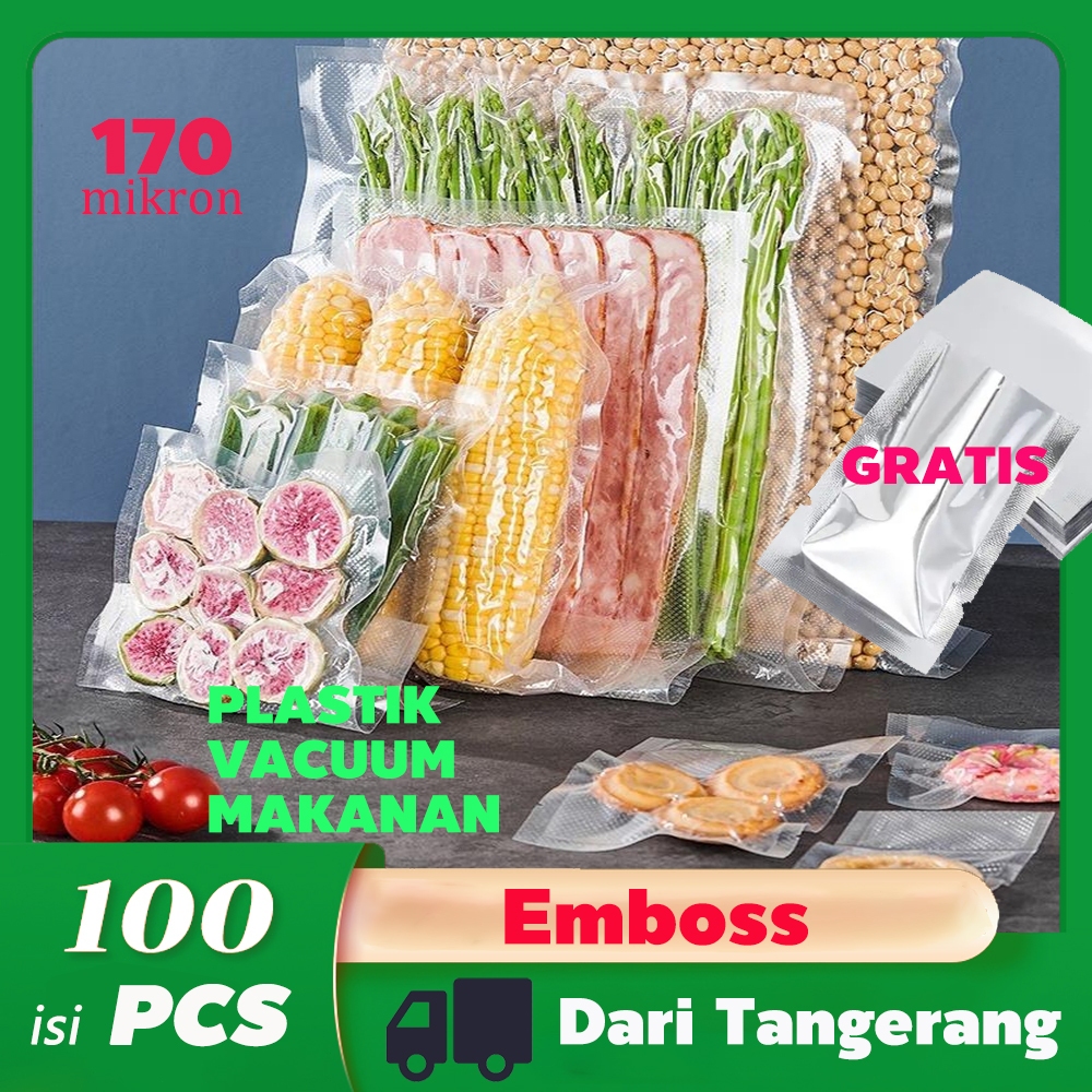 Jual Plastik Vacuum Makanan Emboss Frozen Food Packing 100PCS Seal ...