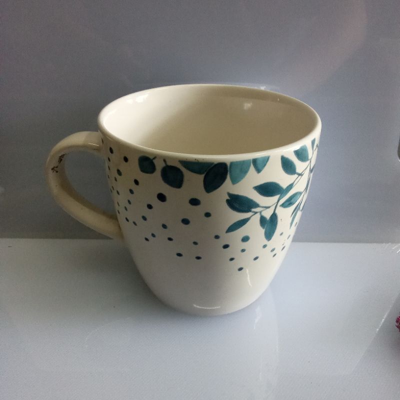 Jual Gelas Mug Keramik Motif Daun Biru 330 ml | Shopee Indonesia