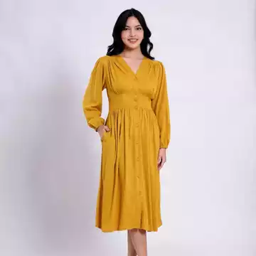 Jollie Dress Full Kancing Long Sleeves Casual Dress