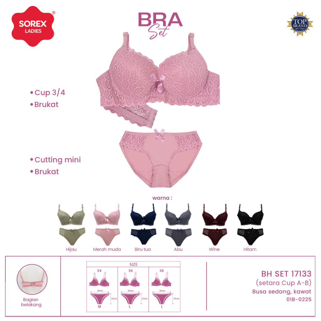 Jual Sorex Bra Set Busa Sedang Kawat Kait 3 Setara Cup A-B CD Cutting ...