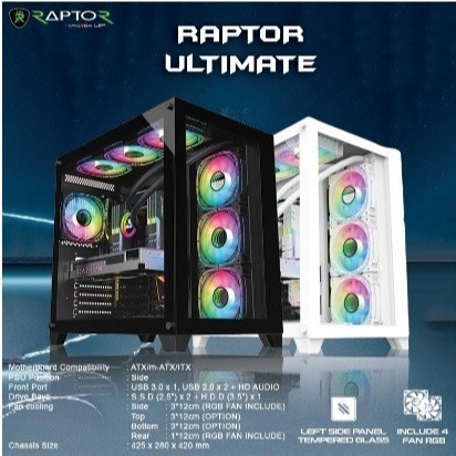 Jual 3 Power Up RAPTOR Ultimate PC Gaming Case | Casing ATX Free 4Fan ...