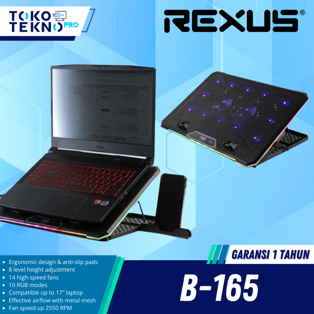 Jual Rexus B165 / B-165 Breeze Cooling Pad With RGB Color And Phone ...