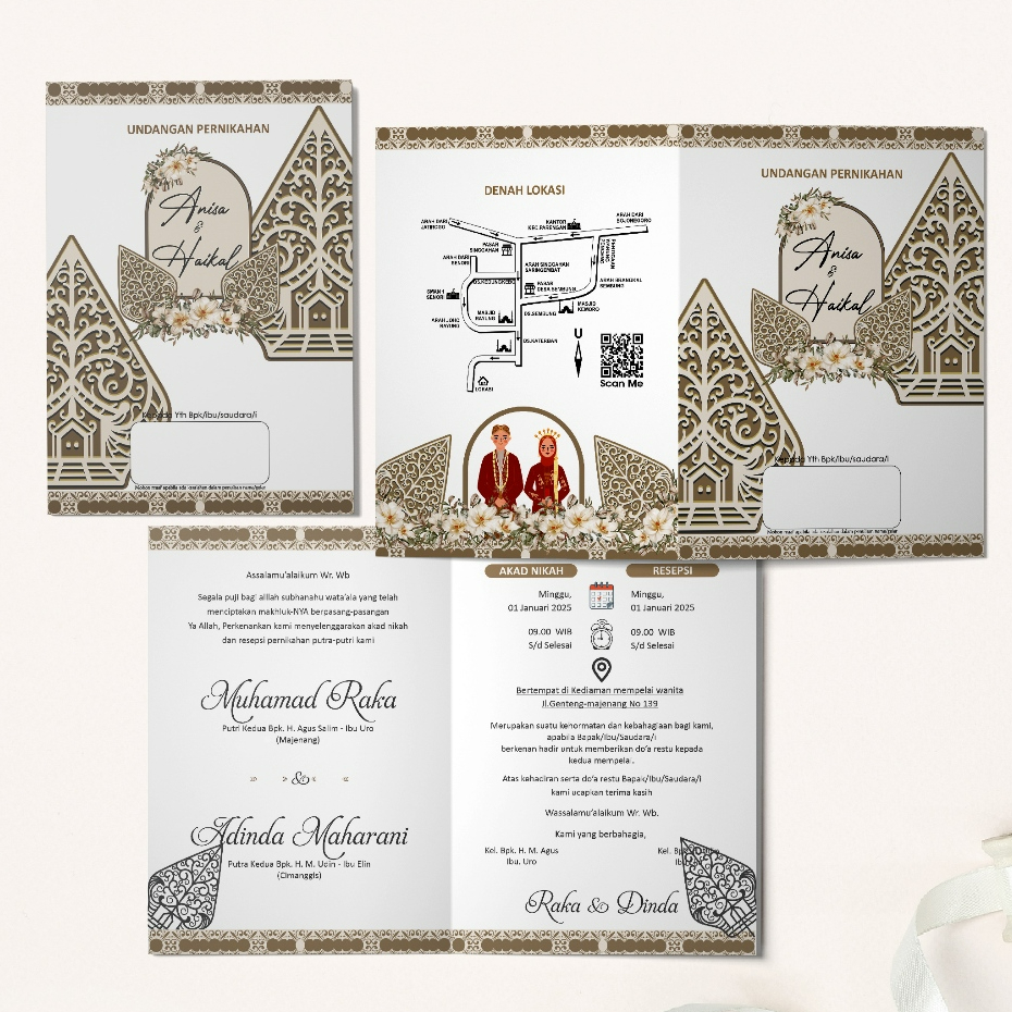 Undangan Pernikahan Lipat Dua Mewah / Murah / Elegant