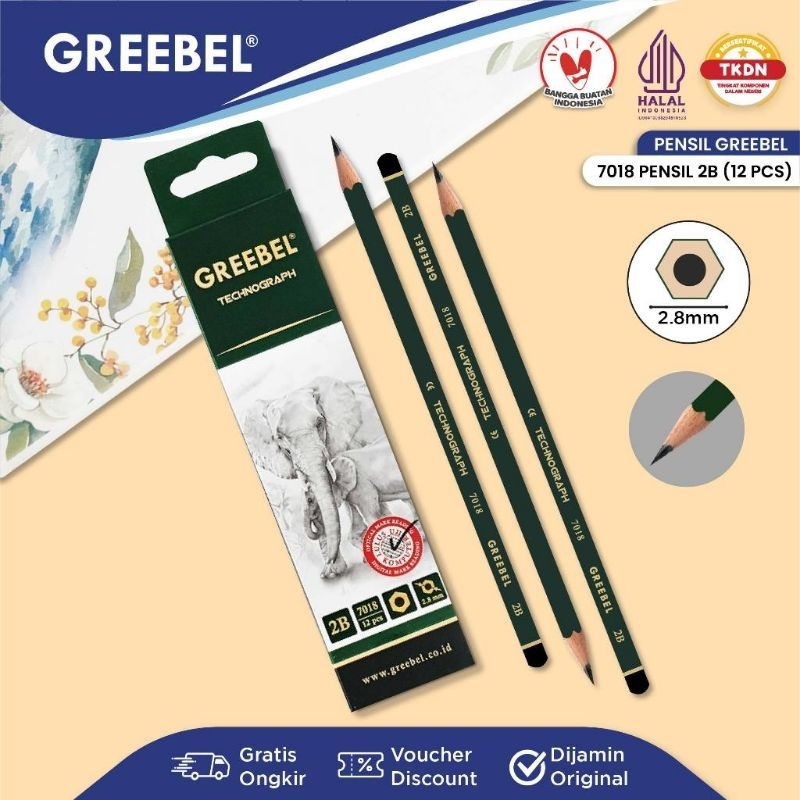 Jual GREEBEL Pensil 2B Technograph 7018 / Pensil 2B Greebel / Pensil ...